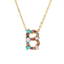 Load image into Gallery viewer, 26 Letters alphabet necklace personality simple inlaid color diamond zircon pendant
