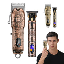 Load image into Gallery viewer, All Metal Hair Clipper Retro Oil Head Carving Scissors Machine Set USB Charging Electric Hair Clipper
