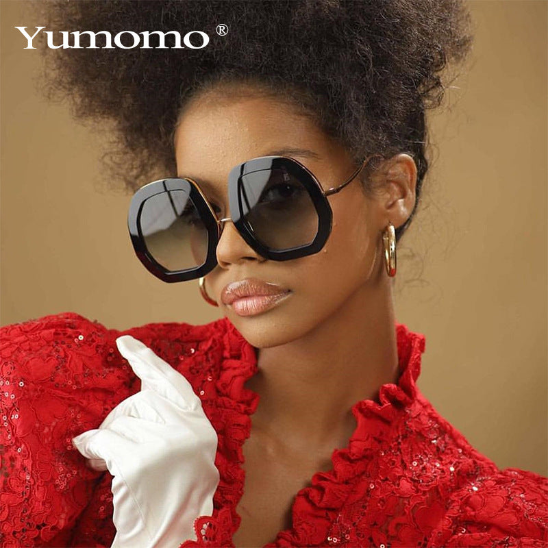 New Large Frame Sunglasses Trendy Fashion Street Shooting Polygonal Glasses