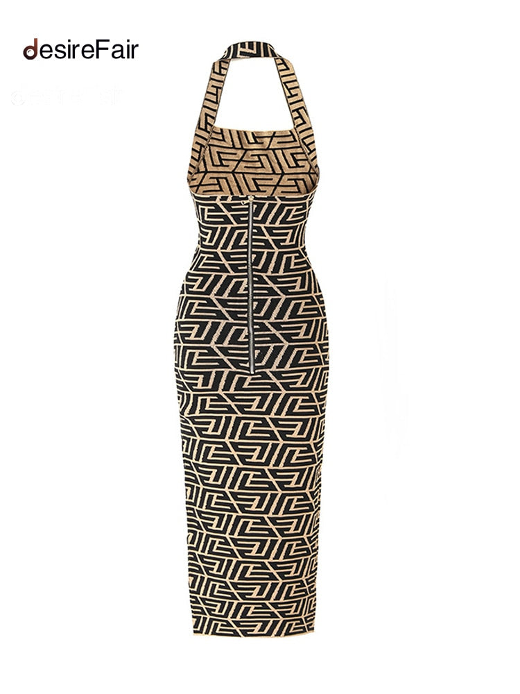 desireFair 2023 Sexy Street Style Fashion Design Hanging Neck Smocked Slim Type Summer Women Wear Sleeveless Square Neck Dresses