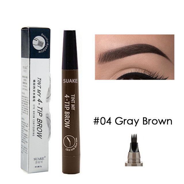 Eyebrow Tint 4 Tip Liquid Brow 5 Colors Pen Makeup Paint Eyebrow Liner Pen Cosmetics Waterproof Tool Microblade