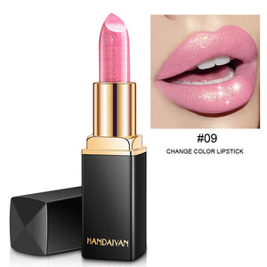 HANDAIYAN Shiny Metallic Lipstick Pearlescent Color Change Warm Lipstick Gold lipstick