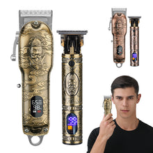Load image into Gallery viewer, All Metal Hair Clipper Retro Oil Head Carving Scissors Machine Set USB Charging Electric Hair Clipper
