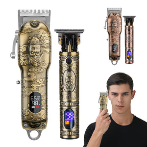 All Metal Hair Clipper Retro Oil Head Carving Scissors Machine Set USB Charging Electric Hair Clipper