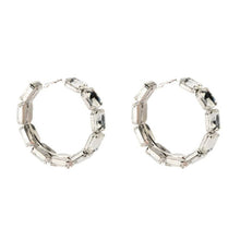 Load image into Gallery viewer, Luxury Crystal Large Geometric Round Hoop Earrings Dinner Jewelry for Women Rhinestone Pendant Ring Circle Earrings Accessories
