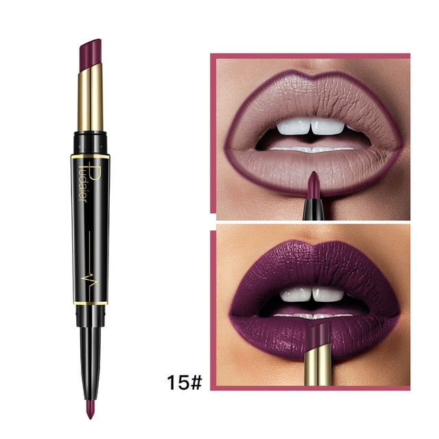 Matte Lipstick Wateproof Double Ended Long Lasting Lipsticks Brand Lip Makeup Cosmetics Nude Dark Red Lips Liner Pencil