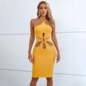 JUNE LIPS Spring/Summer 2023 New Neck Strap Hollow out Dress Dress Sexy Open Back Bandage Dress Sexy Night Club Dress wholesale