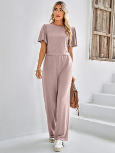 Spring And Summer New Women's Fashion Solid Color Casual Knitted Round Neck Suit