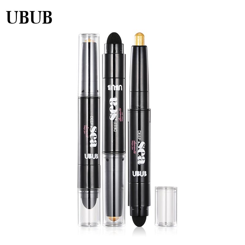 UBUB Eye Pencil Eyeshadow Silkworm Pen Velvet Shimmer Earth Double Color Eye Shadow Cream Glitter Makeup Palette Cosmetics