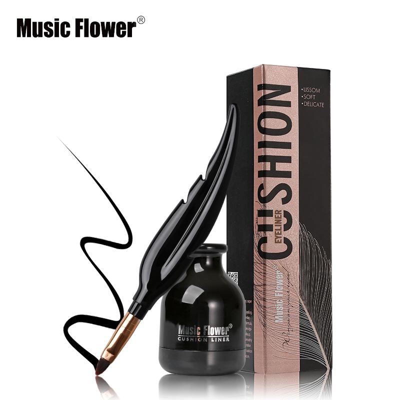 Music Flower Eyes Make Up Cushion Eyeliner Waterproof Long Lasting Eye Liner Pencil Black Quick-drying Eyelid Natural