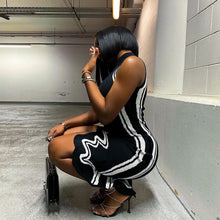 Load image into Gallery viewer, European and American Women's Spring New Irregular Slanted Skirt Contrast Color Sexy Sweater Dress
