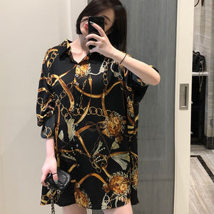 Plus size Fashion casual oversized Women Blouses Spring chiffon Blouse three quarter sleeve Loose Tops Shirts Blusas Mujer