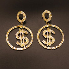 Load image into Gallery viewer, Exaggerated Queen Rhinestone Earrings for Women Fashion Long Letters Pendant Earring Fashion Shiny Party Costume Jewelry
