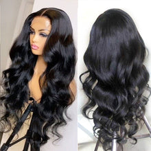 Load image into Gallery viewer, Brown Black Deep Wave Long Hair With Bangs Synthetic Wigs For Women Christmas Heat Resistant Thick Wig Gift
