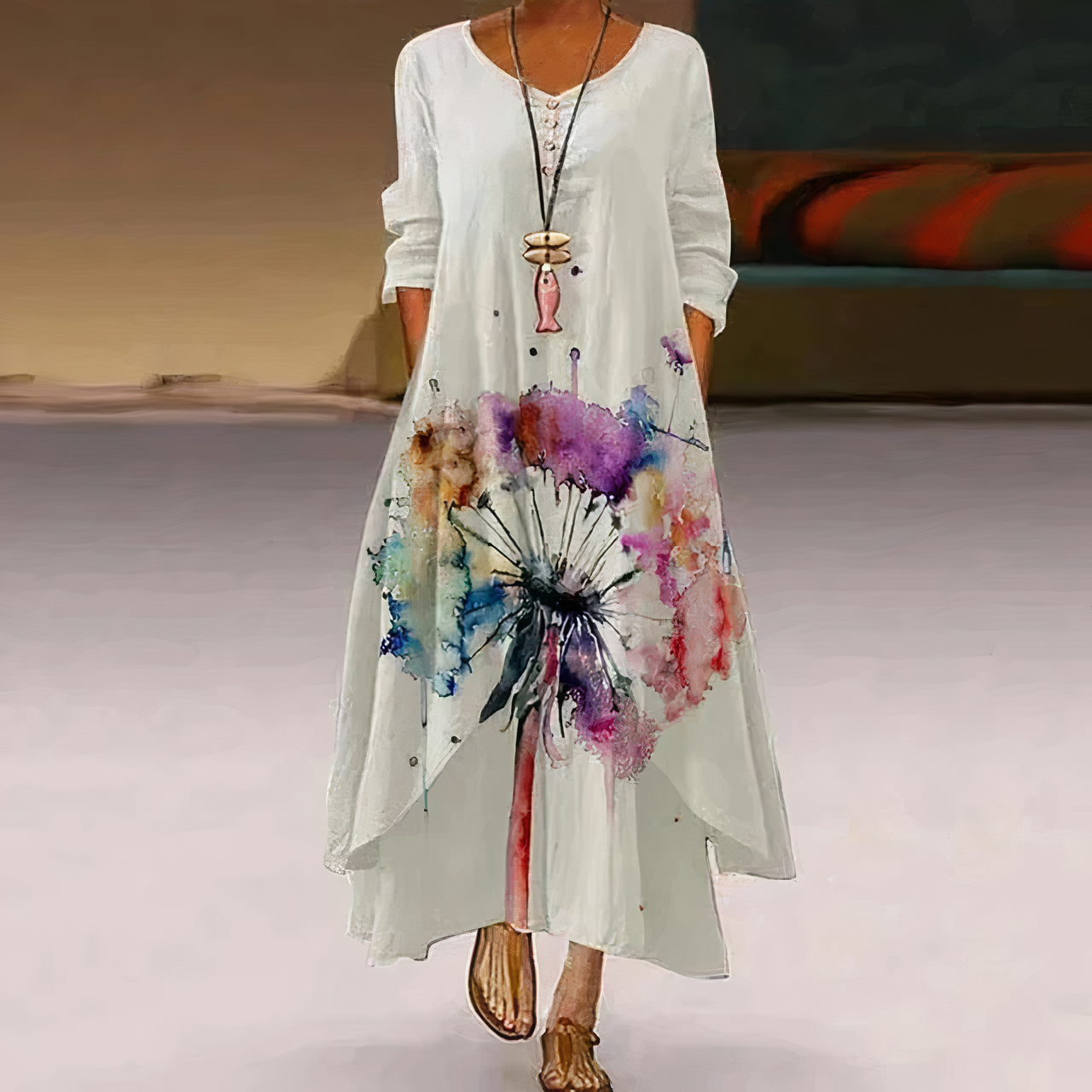 Women's A-Line Dress Green Polyester All-Season