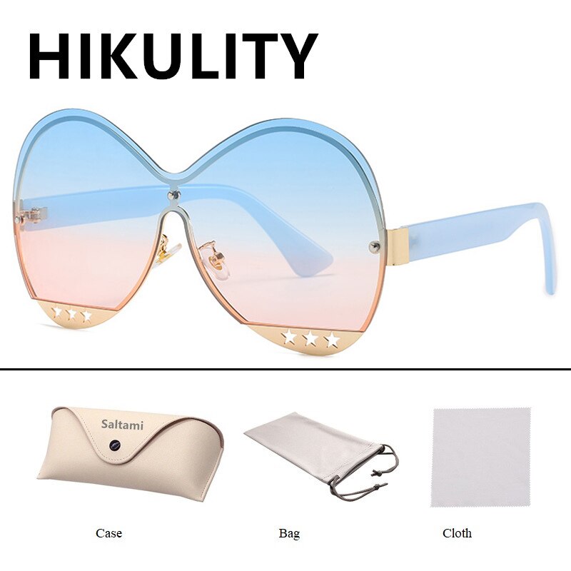 Gradual Color Runway Sunglasses Female Fashion Hollowed Out Five-Star Metal Trend Sunglasses