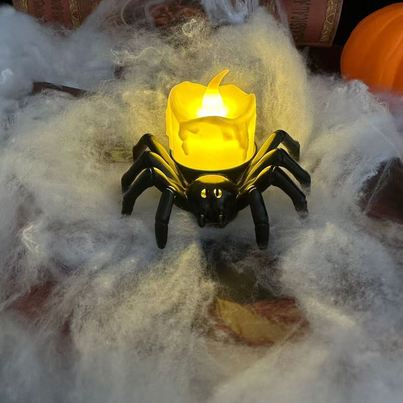 Halloween Spider Candle Lamp Orange Plastic LED