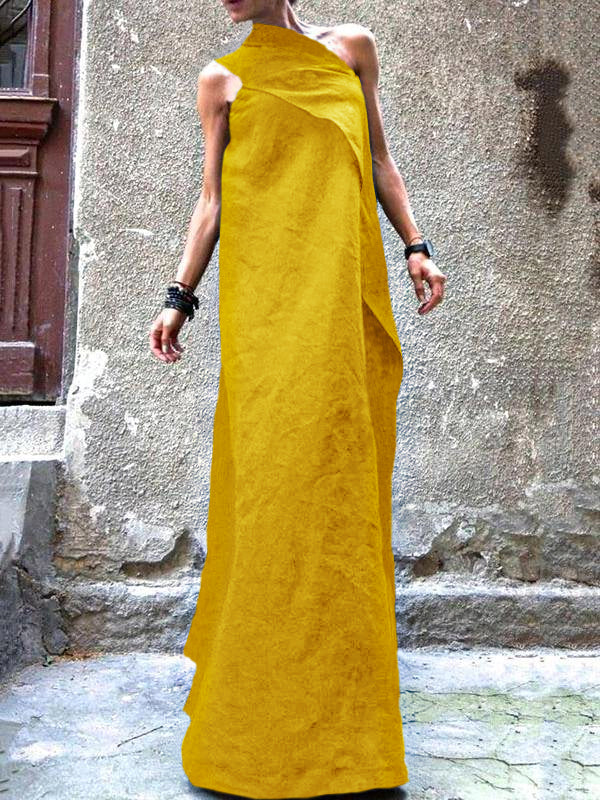 Women's Summer Dress Navy Cotton Linen Patchwork