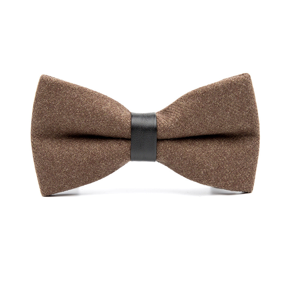 Men's Bow Knot Solid Color Wool Bow Tie Single Product Evening Dress Retro