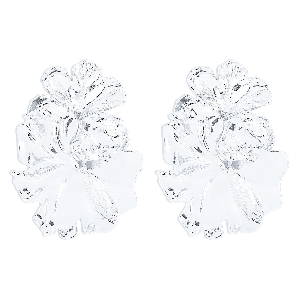 Flower patchwork earrings with retro personality and creative metallic geometric earrings