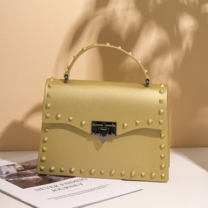 Fashion modern Ladies square mini Jelly HandBags Women punk Waterproof Chain purse Pvc Girls cool shoulder bag