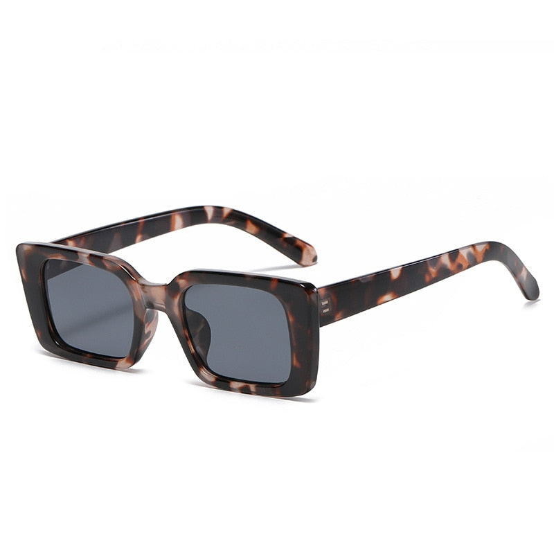 Popular Fashion Small Rectangle Sunglasses Women Retro Leopard Shades UV400 Men Trending Square Sun Glasses