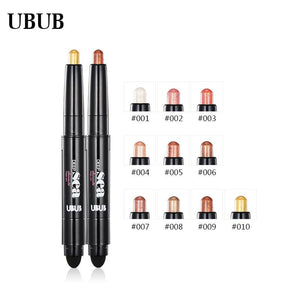 UBUB Eye Pencil Eyeshadow Silkworm Pen Velvet Shimmer Earth Double Color Eye Shadow Cream Glitter Makeup Palette Cosmetics