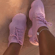 Load image into Gallery viewer, Air Mesh Women Sneaker Sock Shoes Summer Breathable Cross Tie Platform Round Toe Casual Fashion Sport Lace Up Female Girl

