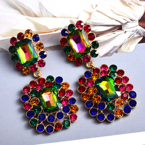 Fashion Earrings Atmospheric Diamond Round Geometric Rhinestone Women's Accessories