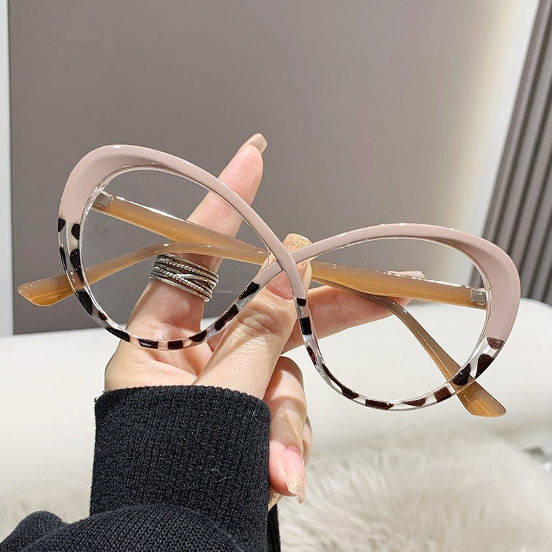 Fashion new color changing anti blue light glasses women trendy oval color contrast stitching glasses frame