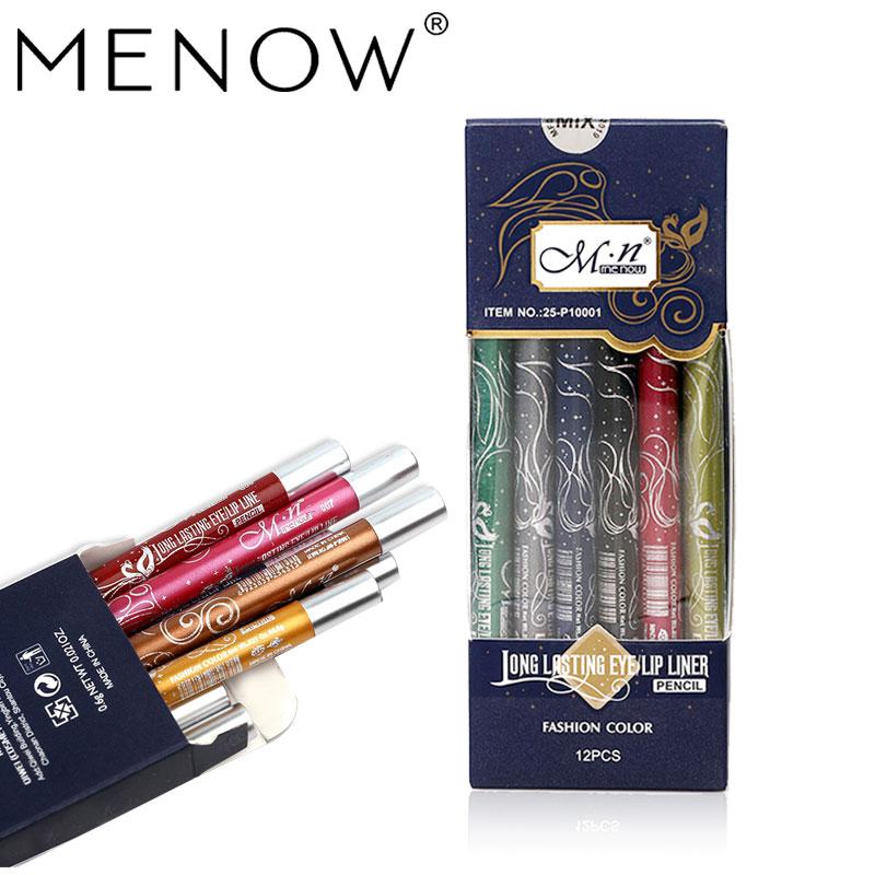 Menow Makeup set 12Color/kit Waterproof Eye shadow Pencil Rotate Eyeliner Long-lasting Eyeliner Cosmetics maquiagem P10001