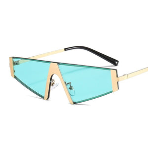 Fashion Triangle Sunglasses Women Men Shield PC Color Lens Alloy Metal Frame Luxury Brand Designer Elegant Sun Glasses