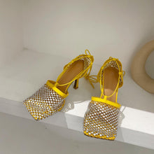 Load image into Gallery viewer, Processing Time:7-15 days after placing orders Women's Summer Fashion Sexy Hollow Out Water Diamond Mesh Bread Head Sandals European and American High Heel Show Shoesdals
