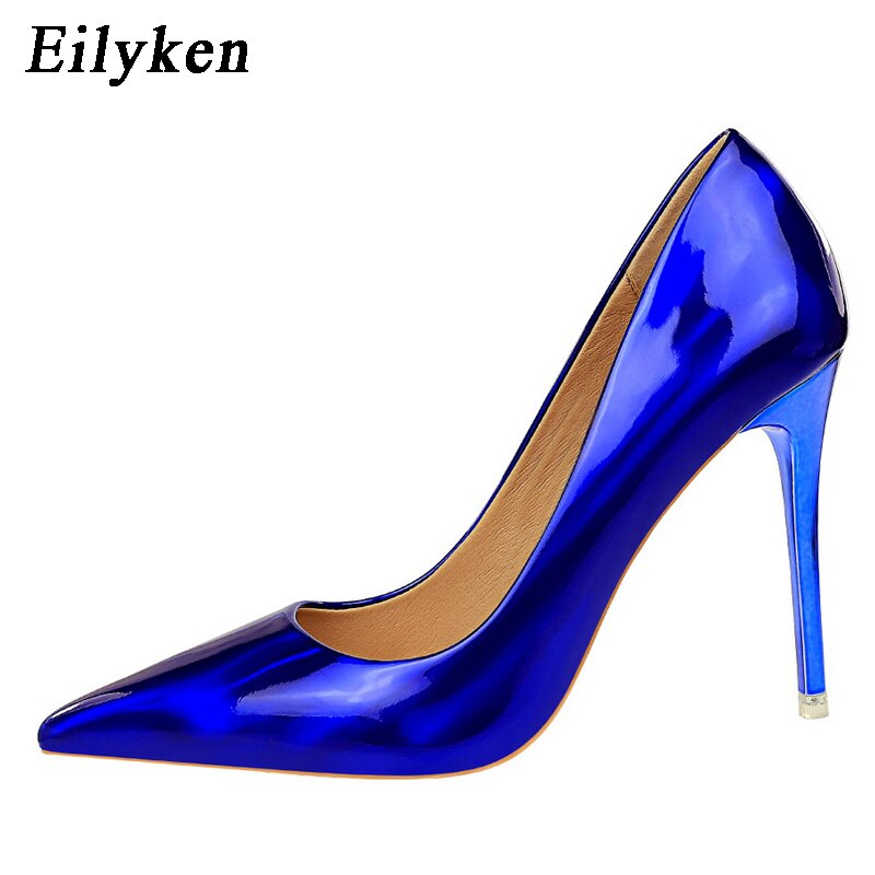 Eilyken New Women Pumps Sexy Fetish Green Red 10.5cm High Heels High Quality Patent Leather Pointed Toe Ladies Office Shoes