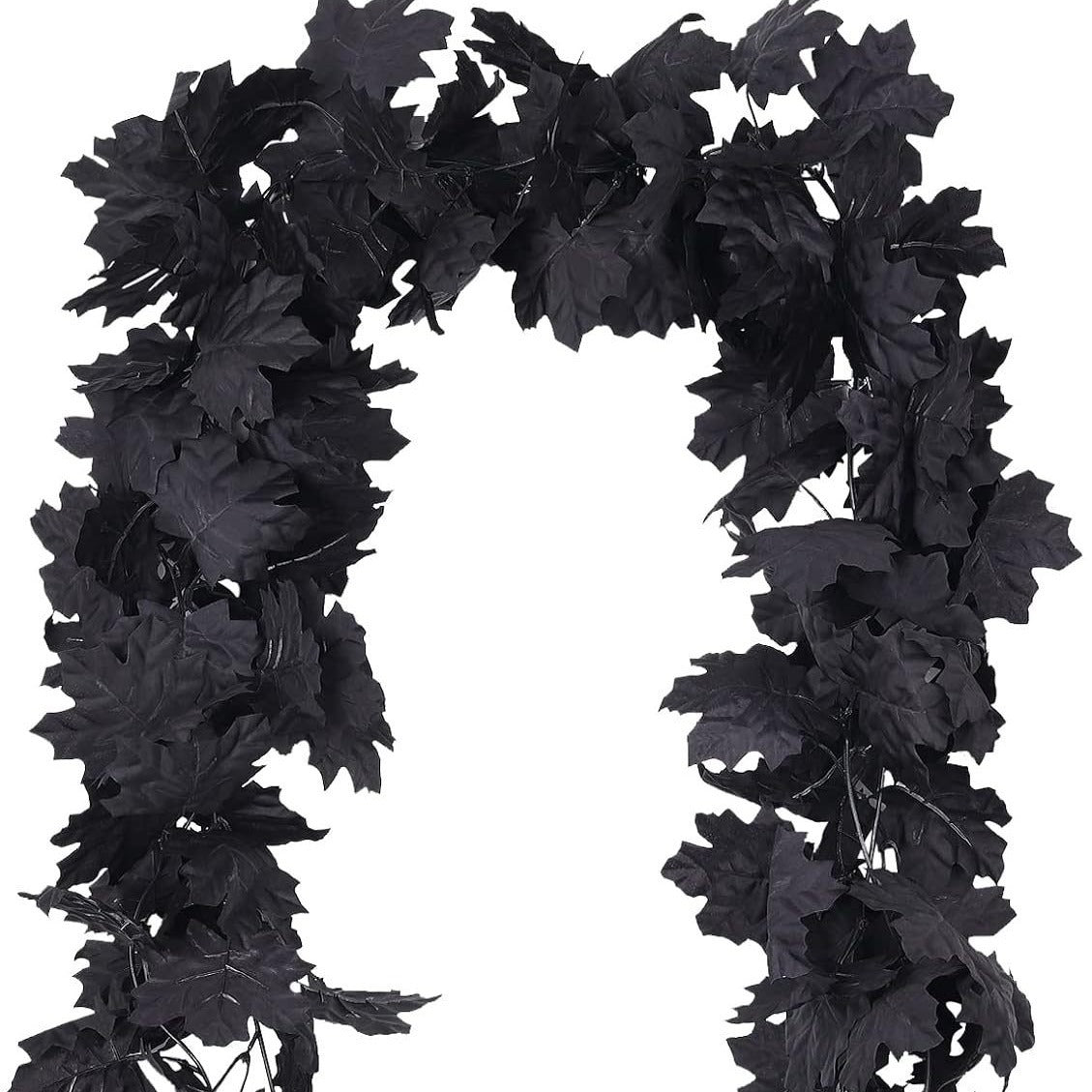 Halloween Decorative Canes Black Silk 1.7m Maple Leaves