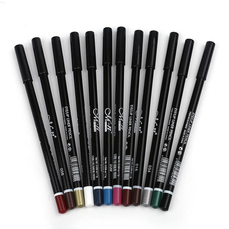 MENOW 12 Colors Eye Make Up Eyeliner Pencil Waterproof Eyebrow Beauty Pen Eye Liner Lip sticks Cosmetics  P08005