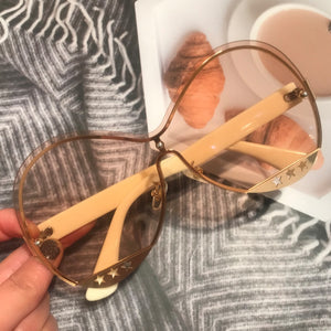 Gradual Color Runway Sunglasses Female Fashion Hollowed Out Five-Star Metal Trend Sunglasses