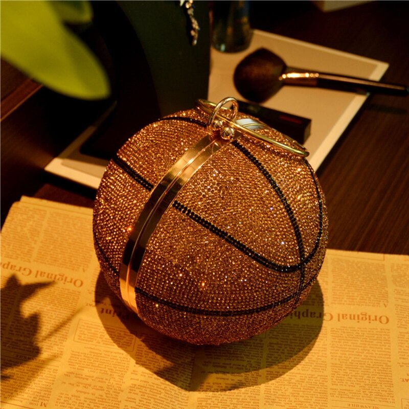 Women Basketball Evening Clutch Glitter Shoulder Bag Bridal Party Prom Wedding Crossbody Handbag Purse