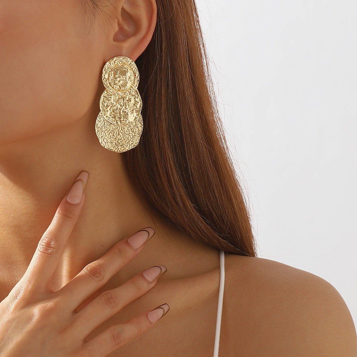 Minimalist Design Layered Earrings ZA Cool Style Earrings Geometric Round Tin Paper Surface Earrings