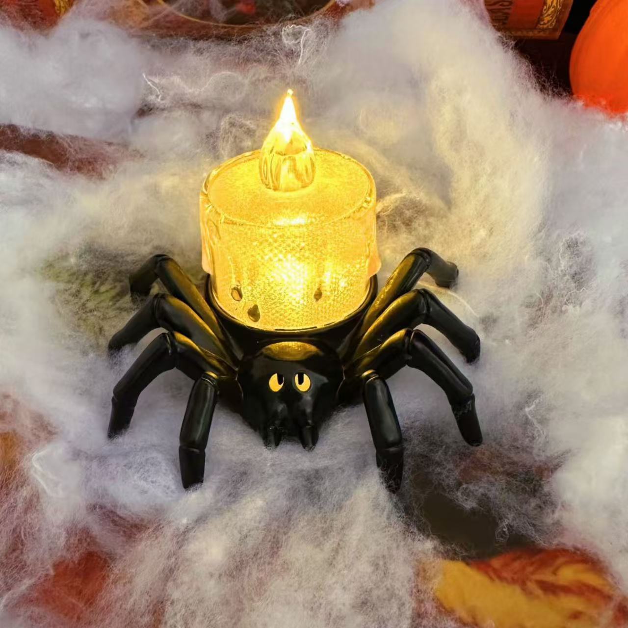 Halloween Spider Candle Lamp Orange Plastic LED