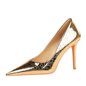 Sexy nightclub thin high heeled shoes stiletto ultra high heeled shallow mouth pointed metal wind single shoes women shoes