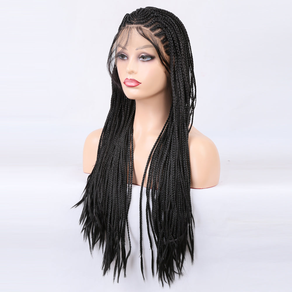 Braided Wigs Three Strand Lotus Dreadlocks Women's Chemical Fiber Front Lace Wig Headgear Lace Wigs