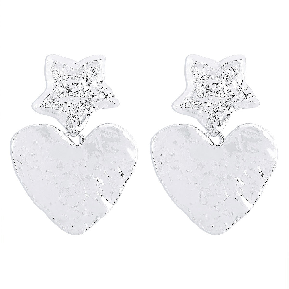 Vintage love earrings Pentagram irregular tin paper earrings