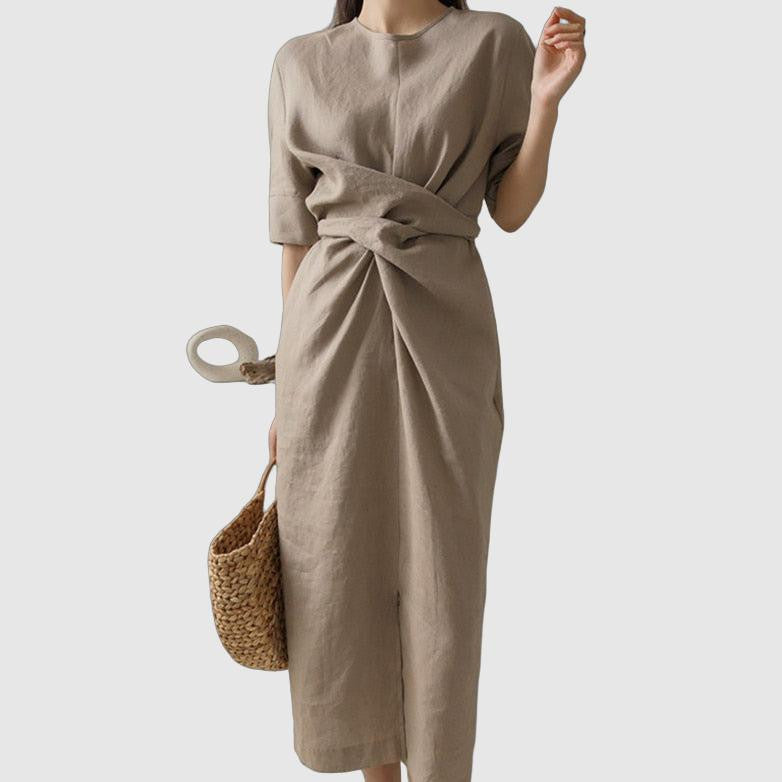 Women's Summer Dress White Cotton Blend Sleeveless A-Line