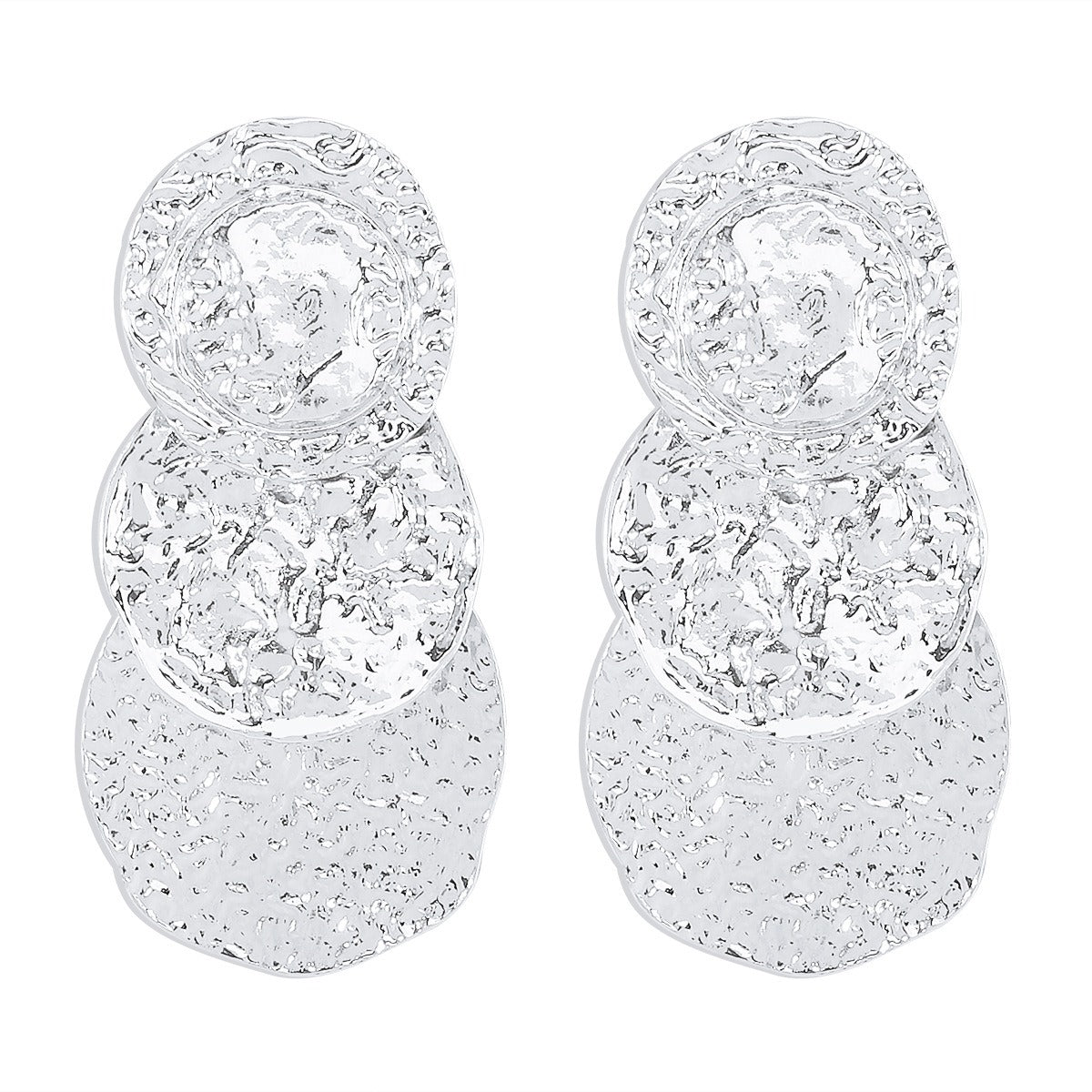 Minimalist Design Layered Earrings ZA Cool Style Earrings Geometric Round Tin Paper Surface Earrings