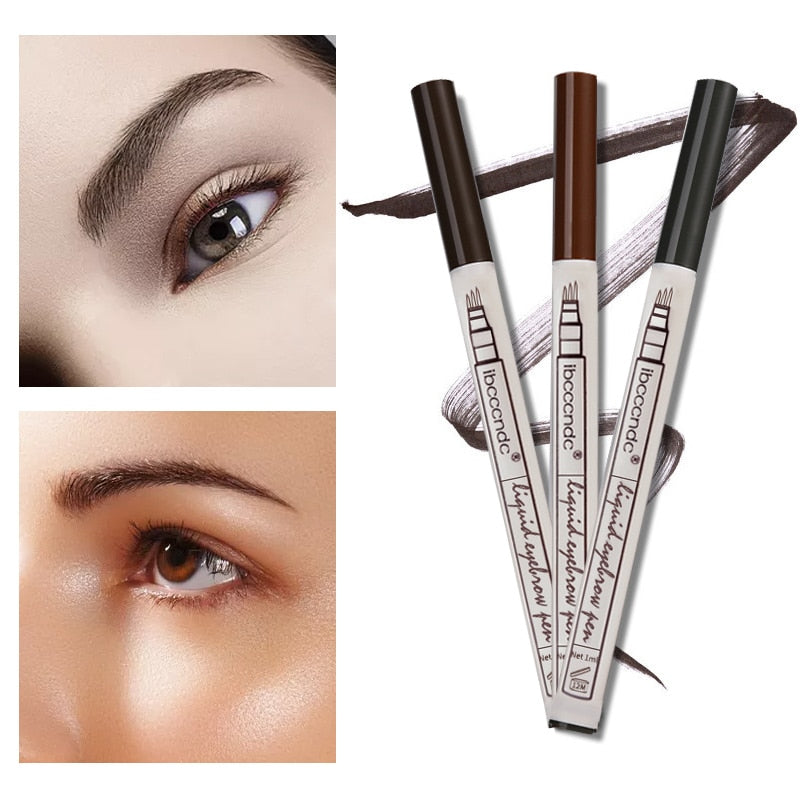 Smudge- proof 3 Colors Microblading Eyebrow Tattoo Pen Fine Sketch Liquid, Eyebrow