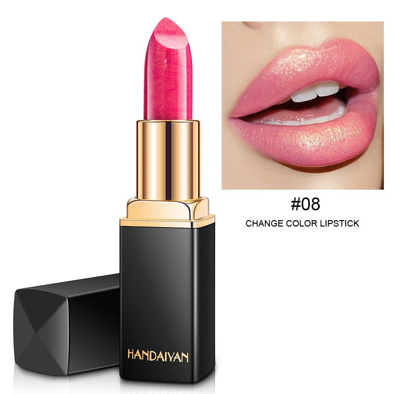 HANDAIYAN Shiny Metallic Lipstick Pearlescent Color Change Warm Lipstick Gold lipstick