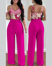 Load image into Gallery viewer, European and American Spring/Summer New Fashion Print Strap Tie Long Pants Set of 2
