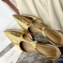Load image into Gallery viewer, Eilyken Women New Fashion Pumps Pointed Toe Gold Ladies Elegant Dress Slingback Low Heel Mary Jane Mules Shoes Zapatos Mujer
