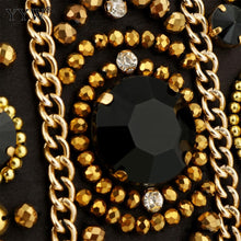Load image into Gallery viewer, Black Satin Clutch Bag Bohemia Style Rhinestone Cocktail Party Prom Female Clutch Chic Chain Classic Boxy Shape Designer Clutch
